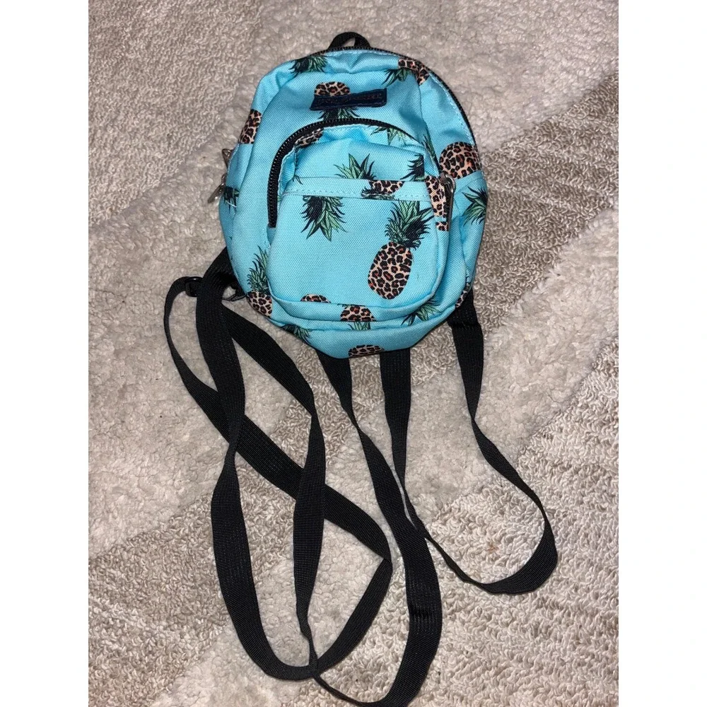 JanSport Lil Break Mini Backpack Blue Leopard Pineapple Print JS0A47JN